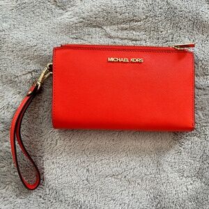 MICHAEL KORS Orange Wallet Wristlet